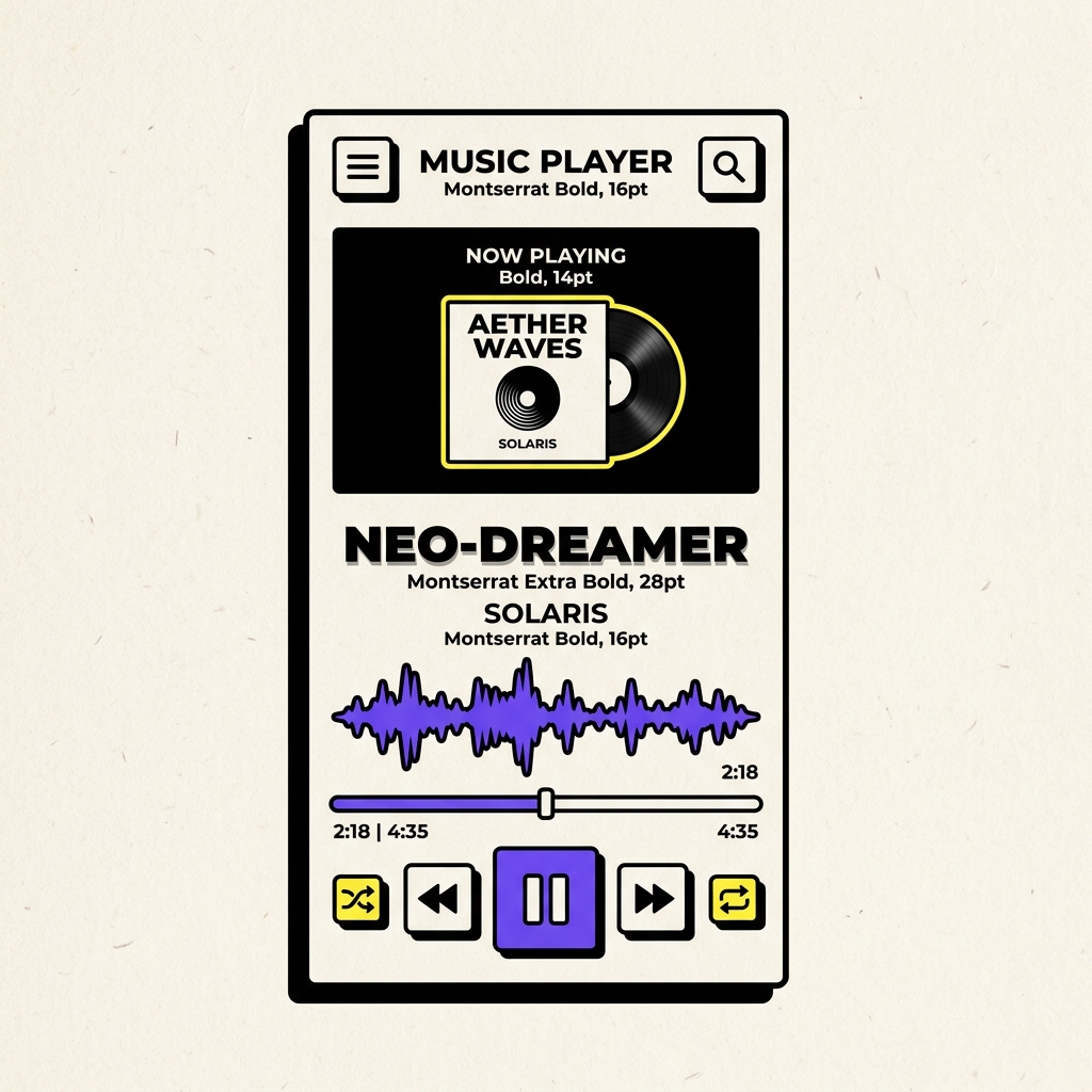 Euphony Neo-Brutalist Music Player UI Mockup